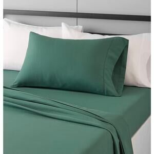 Twin Green Fitted & Flat Sheet & Pillow Cases Set